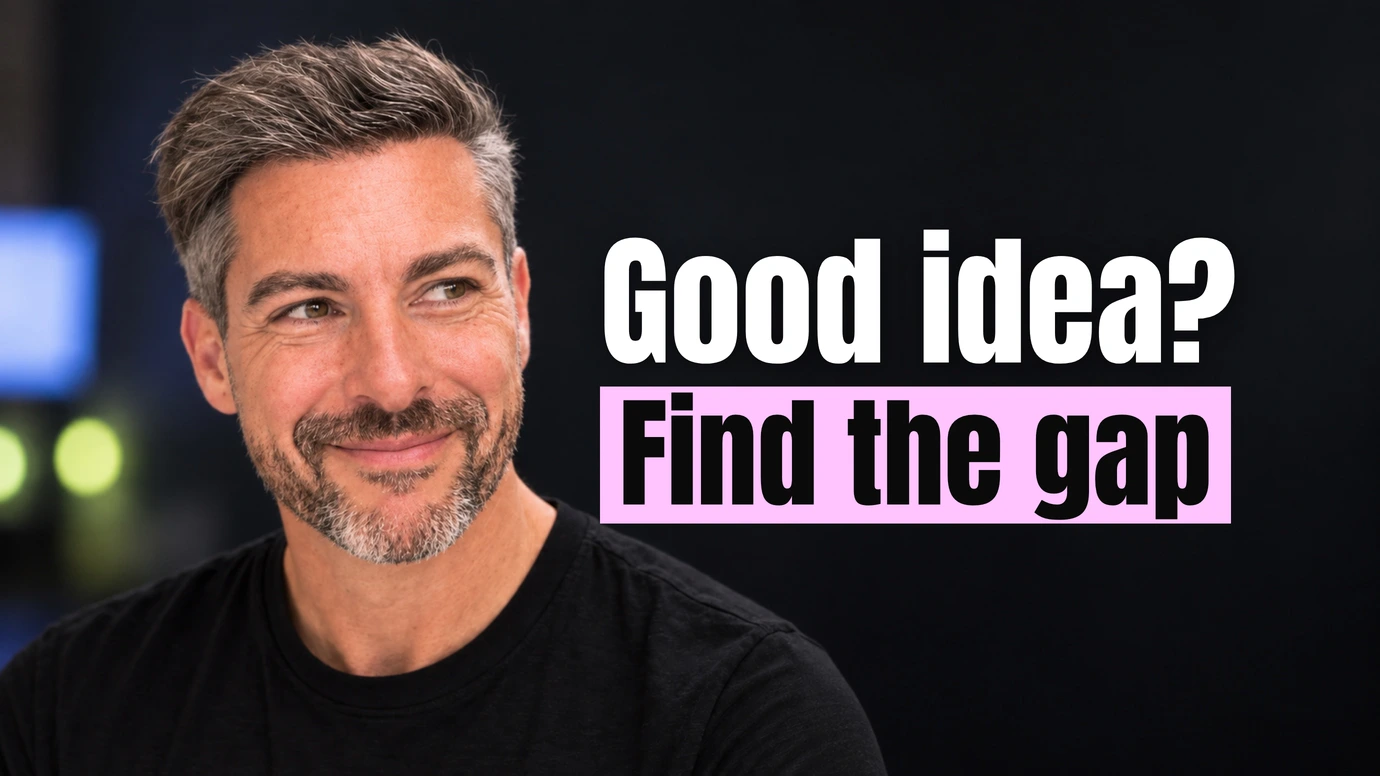 James Ansell, founder of Code23, with a knowing half smile beside the headline Good idea? Find the gap