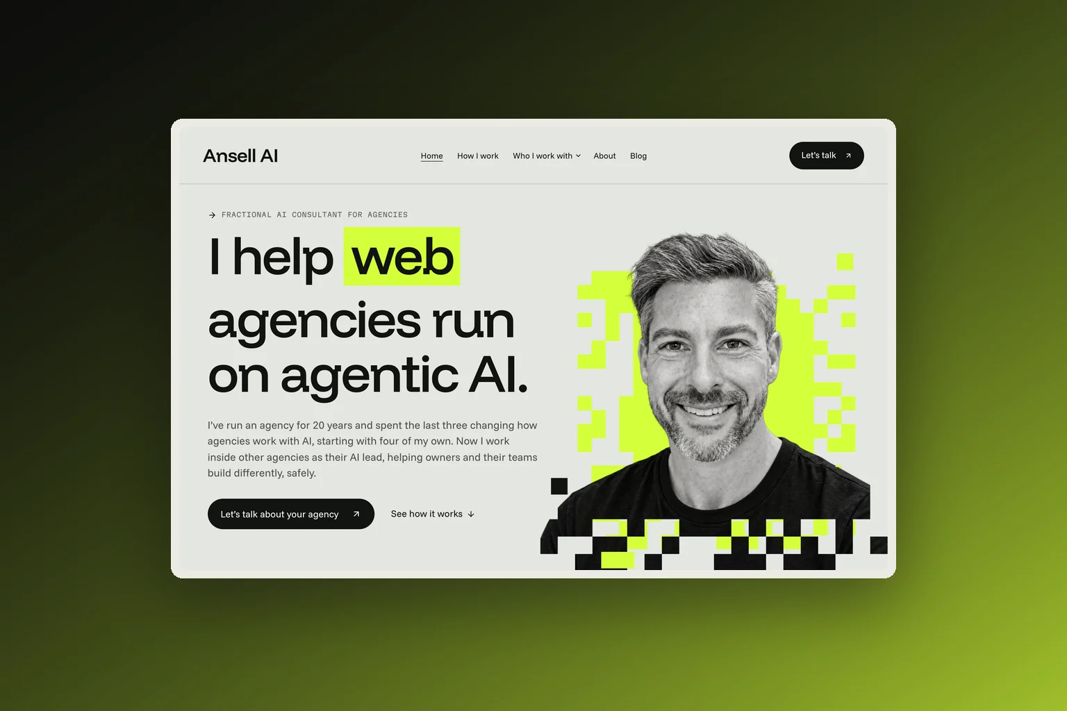 Ansell AI website shown in an art-directed device setting