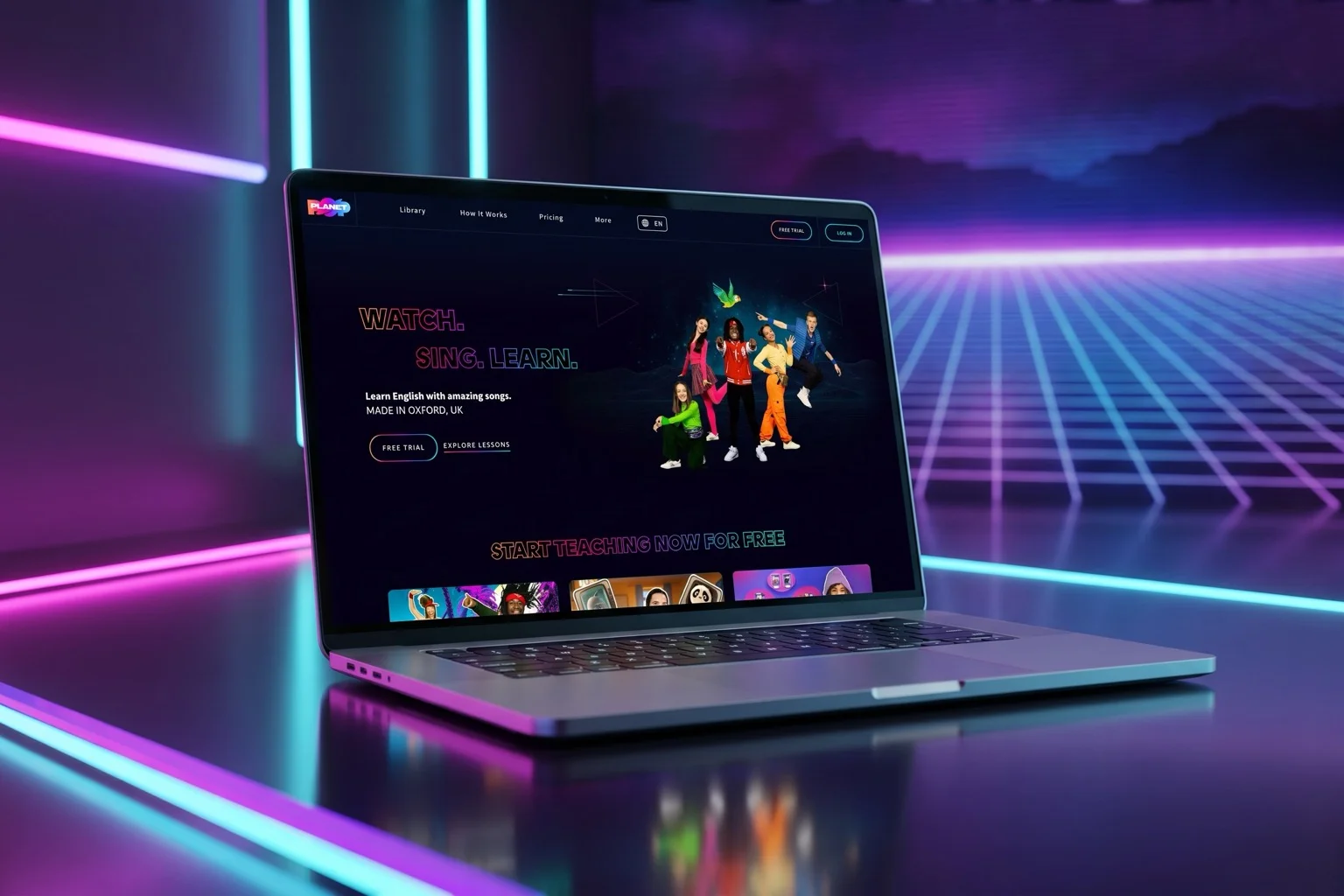 Planet Pop website shown in an art-directed device setting